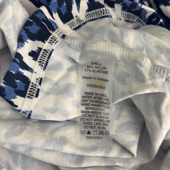 Johnny Was Calme Swim Shirt Women Small Surf Rashguard Top Leopard Blue Half Zip - Picture 8 of 10